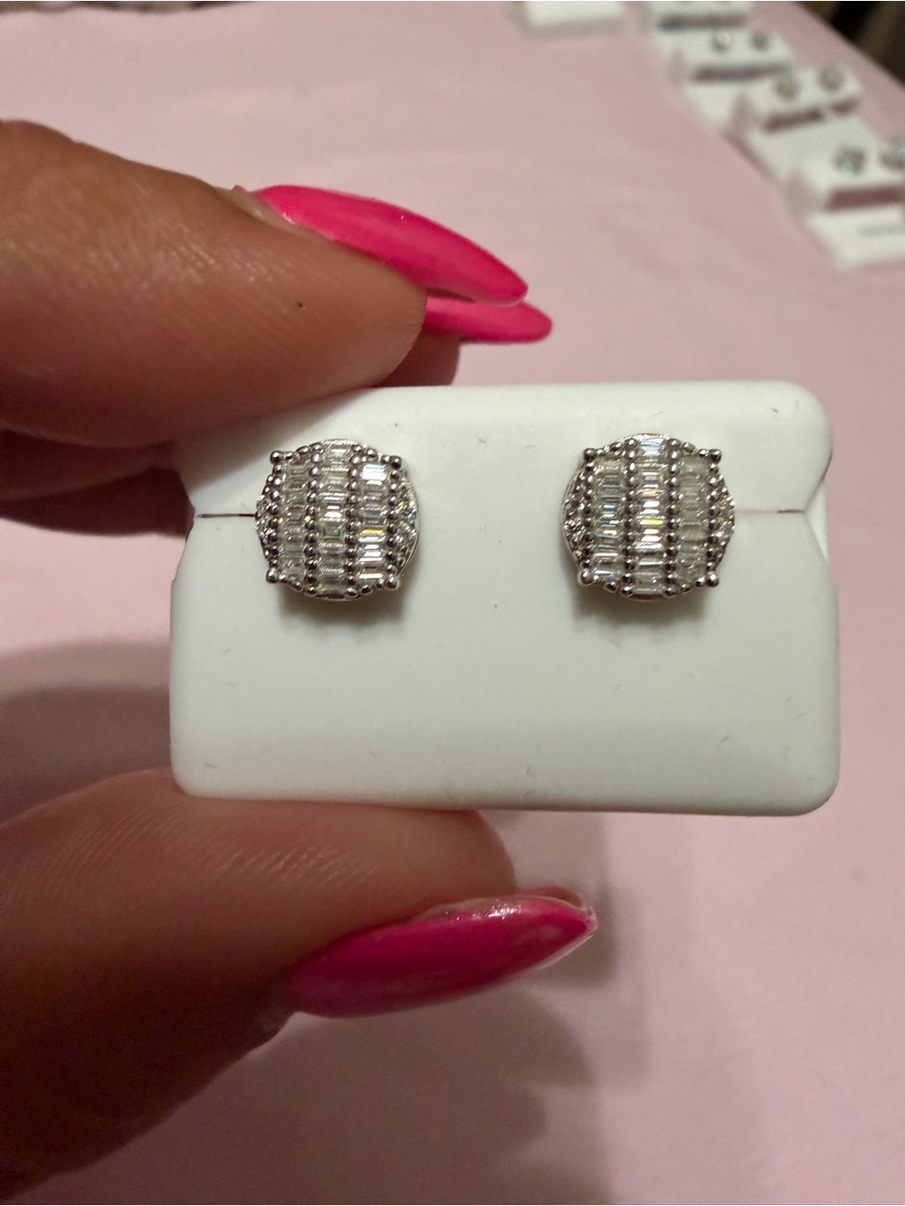 Moissanite Baguette Cluster Stud Earrings in 925